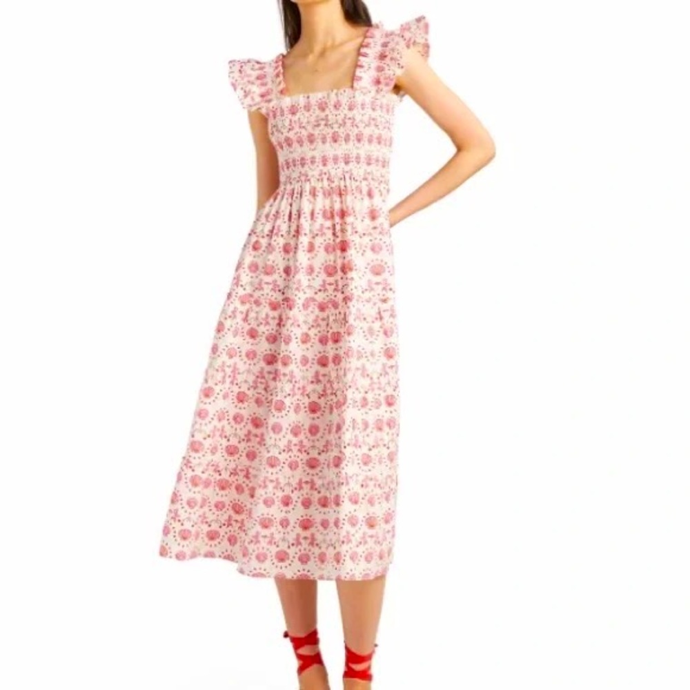Hill House Home Pink Red & White Mermaid nap dress size small